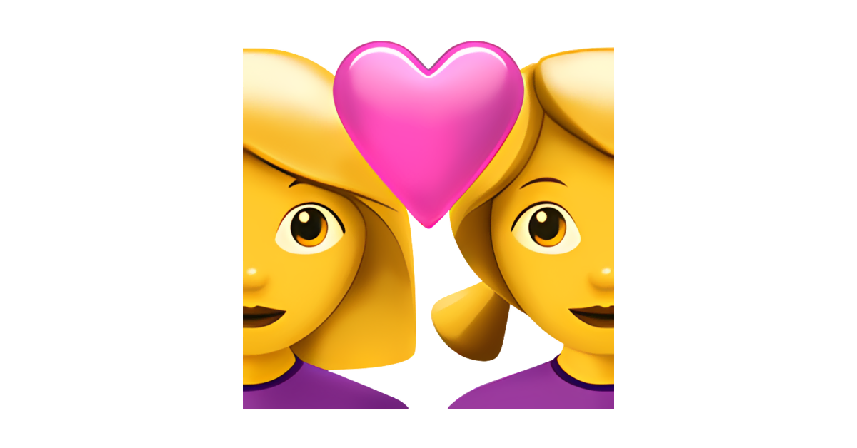 Zwei Frauen mit Herz Emoji Bedeutung Kopieren und Einfügen