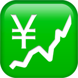 Graphique avec symbole du yen et tendance à la hausse sur Apple macOS et iOS iPhones