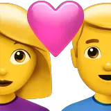 Homem e mulher com coração nos iOS iPhones e macOS da Apple