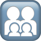 Familia con dos padres, un hijo y una hija en Apple macOS y iOS iPhones
