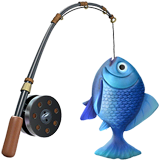 🎣 Canna da pesca con pesce Emoji su Apple macOS e iOS iPhones