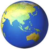 Globe centré sur l’Asie et l’Australie sur Apple macOS et iOS iPhones