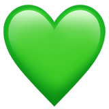 Зеленое сердце Эмодзи на Apple macOS и iOS iPhone