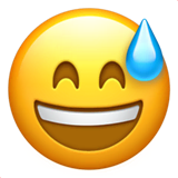 grinning-face-with-sweat Emoji apple