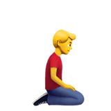 Homme à genoux face à droite on Apple