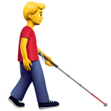 Đàn ông cầm gậy trắng hướng về bên phải on Apple