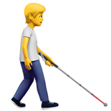 Henkilö valkoisella kepillä oikealle on Apple