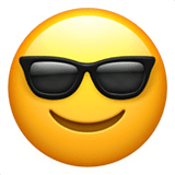 Visage souriant avec des lunettes de soleil sur Apple macOS et iOS iPhones