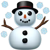 Снеговик со снежинками Эмодзи на Apple macOS и iOS iPhone