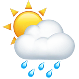 🌦️ Sole dietro a una nuvola carica di pioggia Emoji su Apple macOS e iOS iPhones
