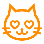 Muso di gatto sorridente con gli occhi a forma di cuore on AU by KDDI