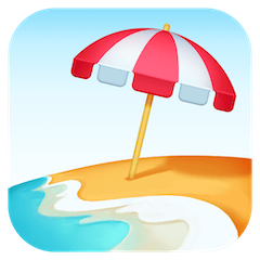 🏖️ Praia com guarda-sol Emoji nos Facebook