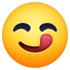 Cara sorridente, a lamber os lábios Emoji Facebook