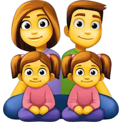 Семья из матери, отца и двух дочерей Эмодзи на Facebook