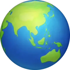 Globus mit Asien und Australien Emoji Facebook