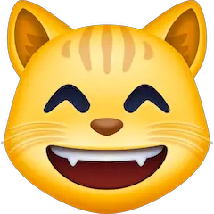 😸 Tête de chat avec large sourire Émoji sur Facebook
