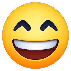 Cara com sorriso a mostrar os dentes e olhos semifechados Emoji Facebook
