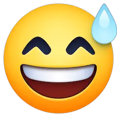 Faccina che ride e strizza gli occhi con goccia di sudore Emoji Facebook
