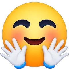 Fröhliches Gesicht mit umarmenden Händen Emoji Facebook