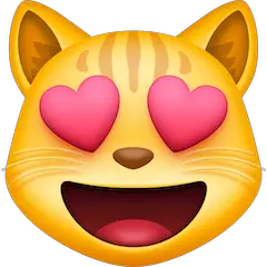 Cara de gato sonriente con los ojos en forma de corazón Emoji Facebook