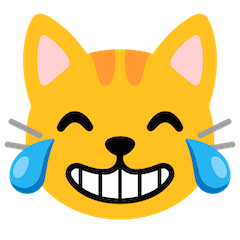 Cara de gato con lágrimas de alegría Emoji Google Android, Chromebook