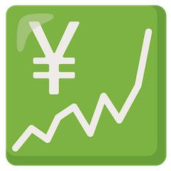 Grafico con andamento positivo e simbolo dello yen Emoji Google Android, Chromebook