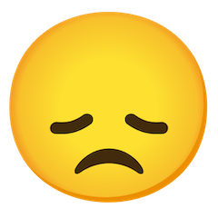 😞 Enttäuschtes Gesicht Emoji auf Google Android, Chromebook