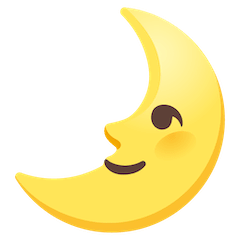 🌛 Primo quarto di luna con volto Emoji su Google Android, Chromebooks