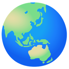 Globe centré sur l’Asie et l’Australie Émoji Google Android, Chromebook