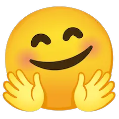 Fröhliches Gesicht mit umarmenden Händen Emoji Google Android, Chromebook