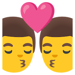 Dois homens a dar um beijo Emoji Google Android, Chromebook