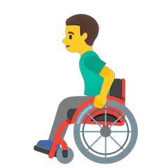 Мужчина в ручном кресле-коляске Эмодзи на Google Android и Chromebook
