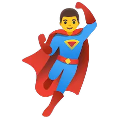 Мужчина супергерой Эмодзи на Google Android и Chromebook