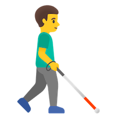 Đàn ông cầm gậy trắng hướng về bên phải on Google