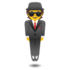 Homem de fato e gravata a levitar Emoji Google Android, Chromebook