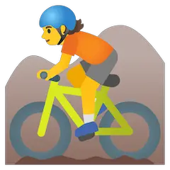 Горный велосипедист Эмодзи на Google Android и Chromebook