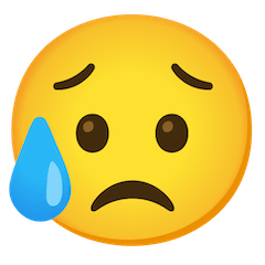 😥 Sad But Relieved Face Emoji on Google Android and Chromebooks