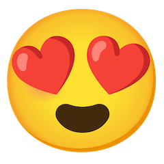 Faccina sorridente con gli occhi a forma di cuore Emoji Google Android, Chromebook