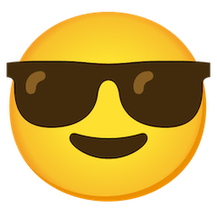 Visage souriant avec des lunettes de soleil Émoji Google Android, Chromebook