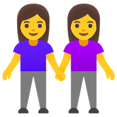 👭 Zwei sich an den Händen haltende Frauen Emoji auf Google Android, Chromebook