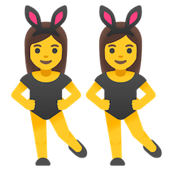 👯‍♀️ Bailarinas con orejas de conejo Emoji en Google Android, Chromebooks