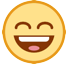 Cara com sorriso a mostrar os dentes e olhos semifechados Emoji HTC
