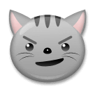 Selbstgefällig grinsender Katzenkopf Emoji LG