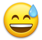Grinsendes Gesicht mit zusammen­gekniffenen Augen und Schweißtropfen Emoji LG