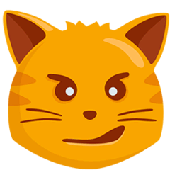 Selbstgefällig grinsender Katzenkopf Emoji Messenger