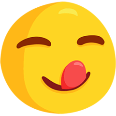 Cara sorridente, a lamber os lábios Emoji Messenger