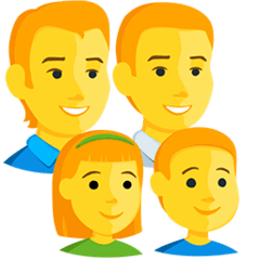 Famille avec deux pères, un fils et une fille Émoji Messenger