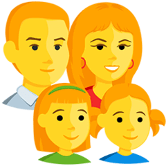Семья из матери, отца и двух дочерей Эмодзи в Messenger