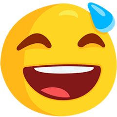 Faccina che ride e strizza gli occhi con goccia di sudore Emoji Messenger