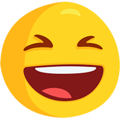 😆 Cara com sorriso a mostrar os dentes e os olhos bem fechados Emoji nos Messenger